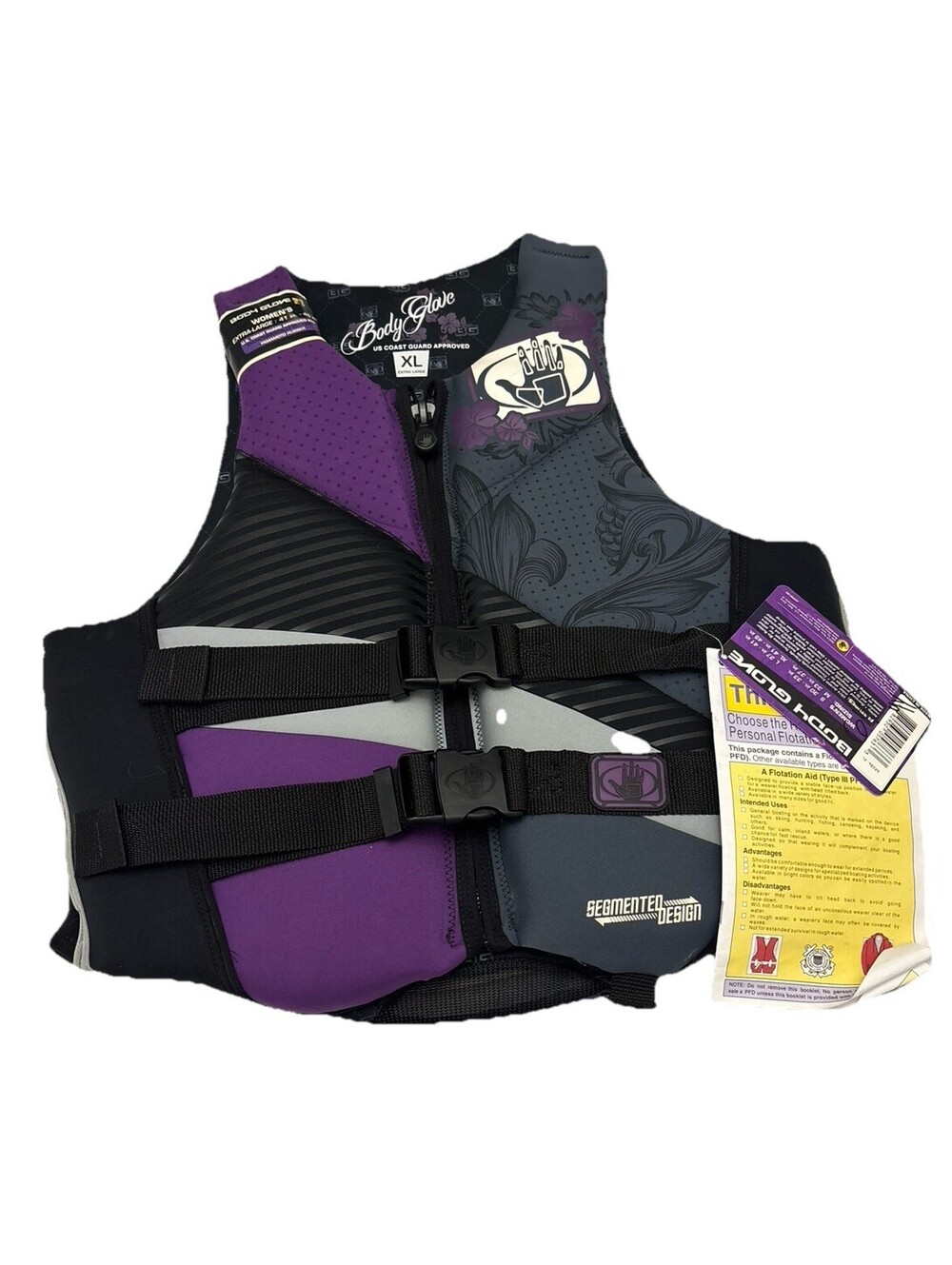 NWT Womens Body Glove Purple& Black Life Vest Size XL